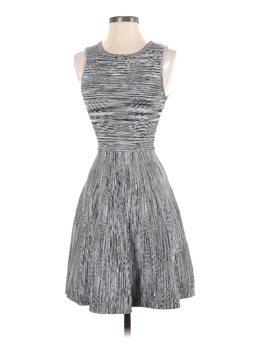 Karen Millen A-line Grey Striped Midi Dress Size 1